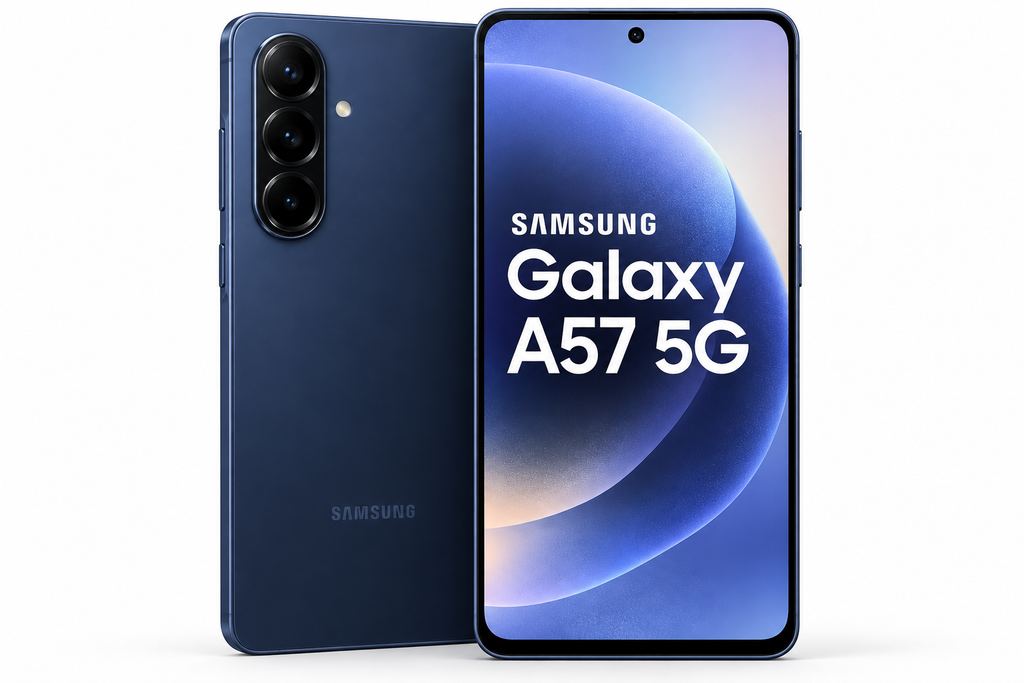 Samsung Galaxy A57 5G Azul Navy, vista frontal y posterior