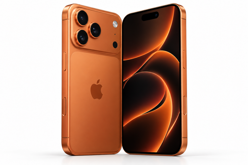 iPhone 17 Pro Max 256 GB Naranja Cósmico, vista frontal y posterior