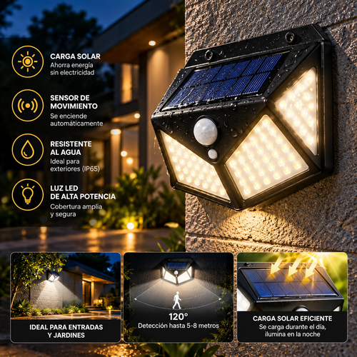 Imagen promocional de lámpara solar LED con sensor de movimiento