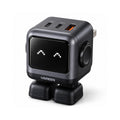 Imagen ilustrativa del cargador UGREEN Nexode Robot 65W GaN negro, fondo blanco, 2 USB-C y 1 USB-A